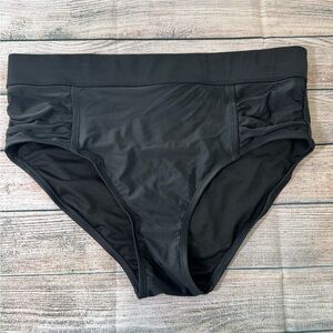 Kona Sol Black Women's High-Waisted Bikini Bottom size 14w
